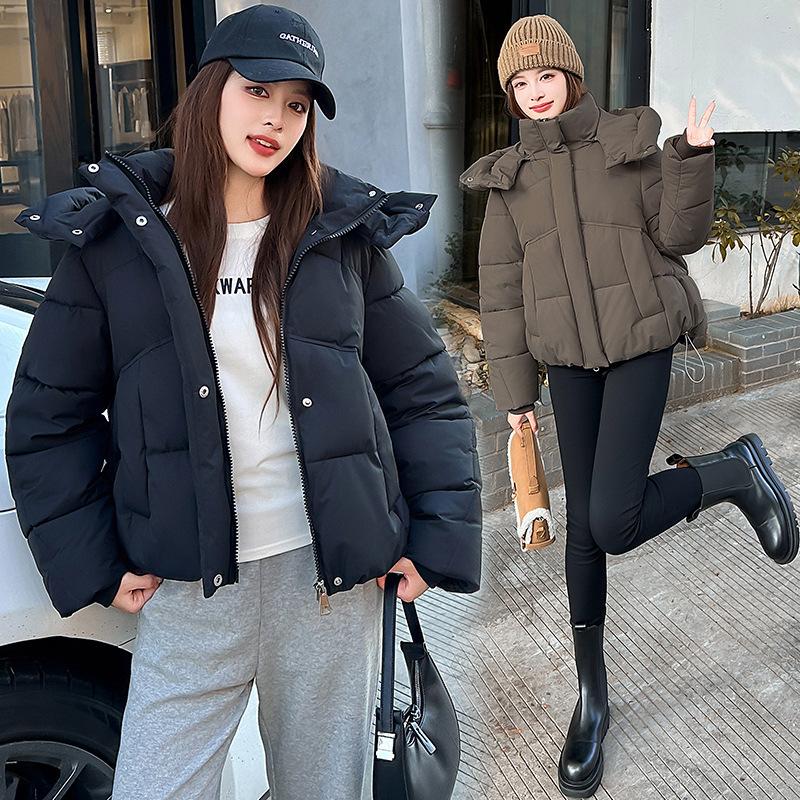 2025 женская осенне-зимняя новая куртка-пуховик в колледжском стиле, короткая, свободная, утолщенная, как хлеб, конфетных цветов