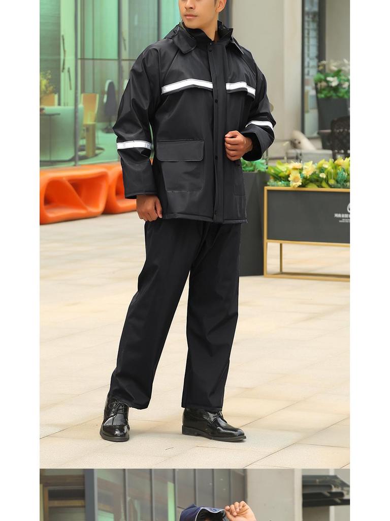 Мужской светоотражающий дождевик и брюки: Защита от сильного дождя для велоспорта/мотоспорта на открытом воздухе, раздельный стиль.