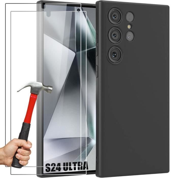 Silicone Case - Booling - for Samsung Galaxy S24 Ultra - Shockproof - Anti-Scratch - 2 Tempered Glasses