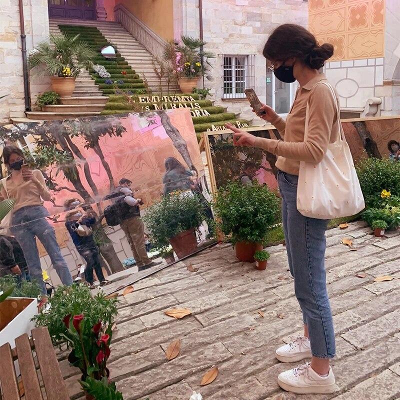 Маленькая холщовая сумка-тоут для женщин и девочек-покупателей, дизайнерская сумка, повседневная вышивка и вязаные крючком маргаритки, милые сетчатые сумки на плечо