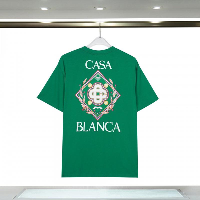 Casablanca Tropical Fruit Print Loose Fit Cotton T-Shirt Men Short Sleeve Crew Neck