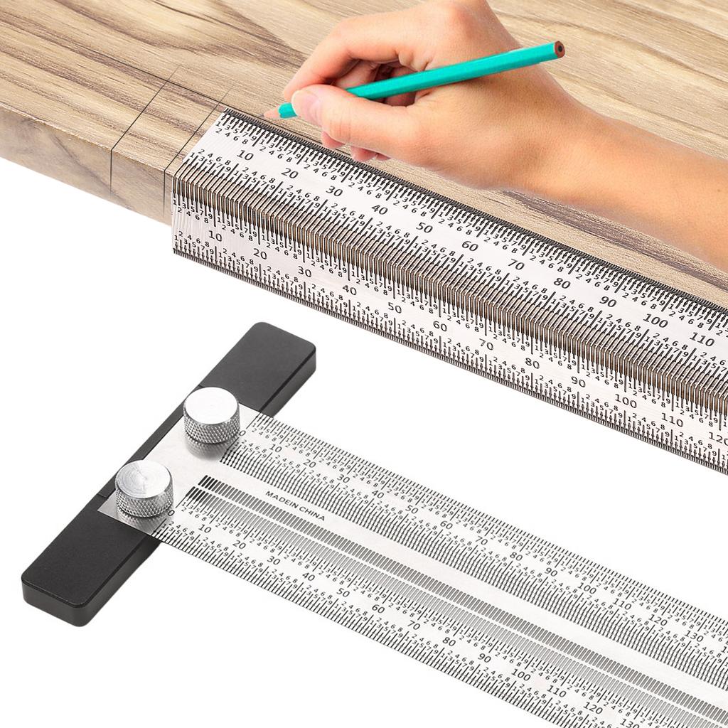 High-Precision Scale Ruler Marking Ruler T-Type Hole Ruler Right Angle Ruler Multifunctional