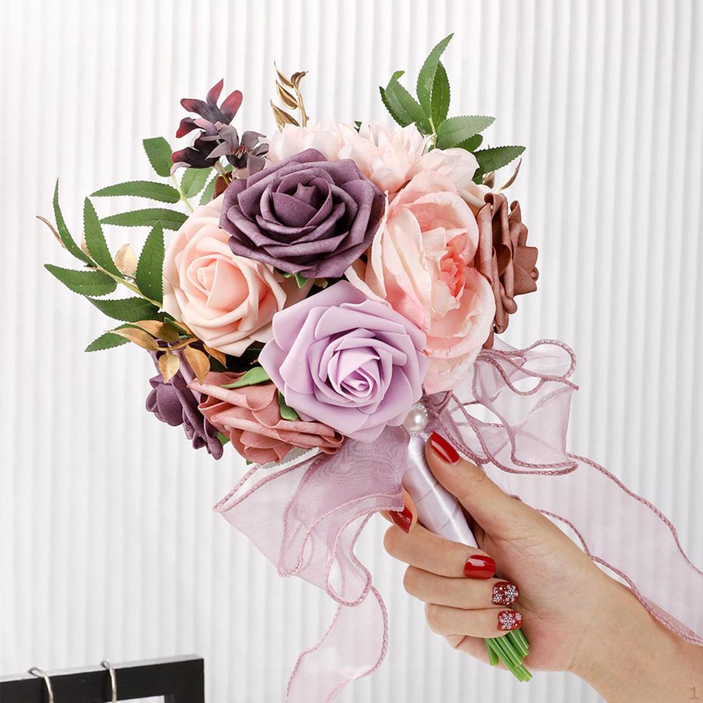 11.4inch Silk Roses Bridesmaid Wedding Bouquet Bride Flower