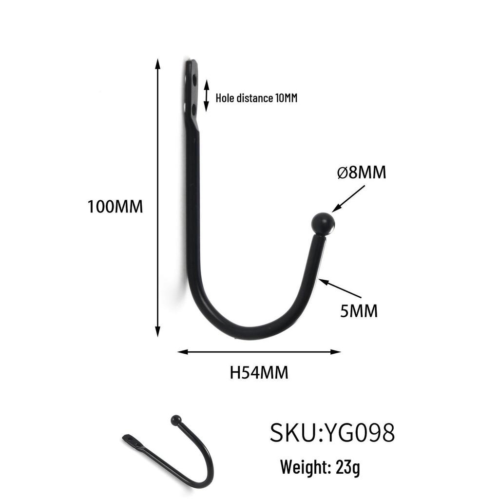 Черный металлический двойной железный крючок для пальто и шляп