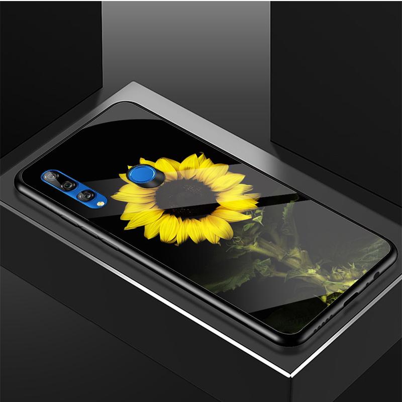 Чехол для телефона из закаленного стекла Sun Flower для Huawei honor 8X 9 10i 20i 20Lite 20Pro 30 Pro Cover Shell