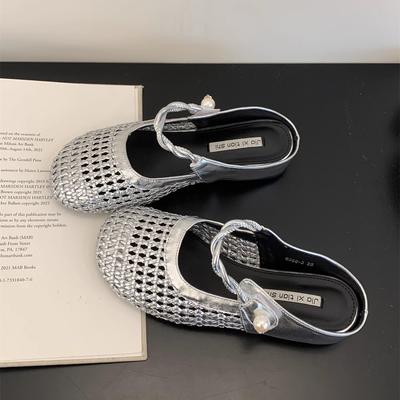 Внутреннее увеличение высоты тканая ажурная сумка голова полушлепанцы женские для улицы лето новые дышащие юбка сандалии на платформе