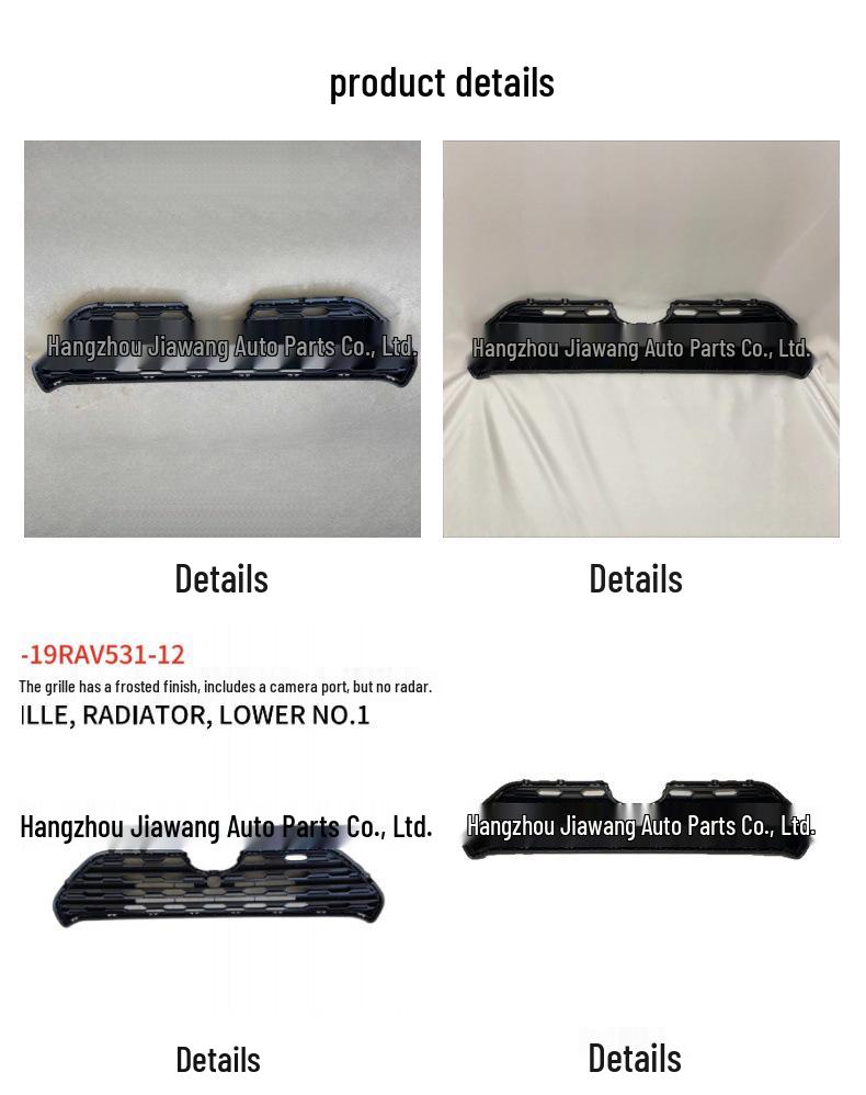 2019 Toyota RAV4 Front Bumper Grille, Matte Finish, Camera Hole, No Radar Hole, Model 53112.