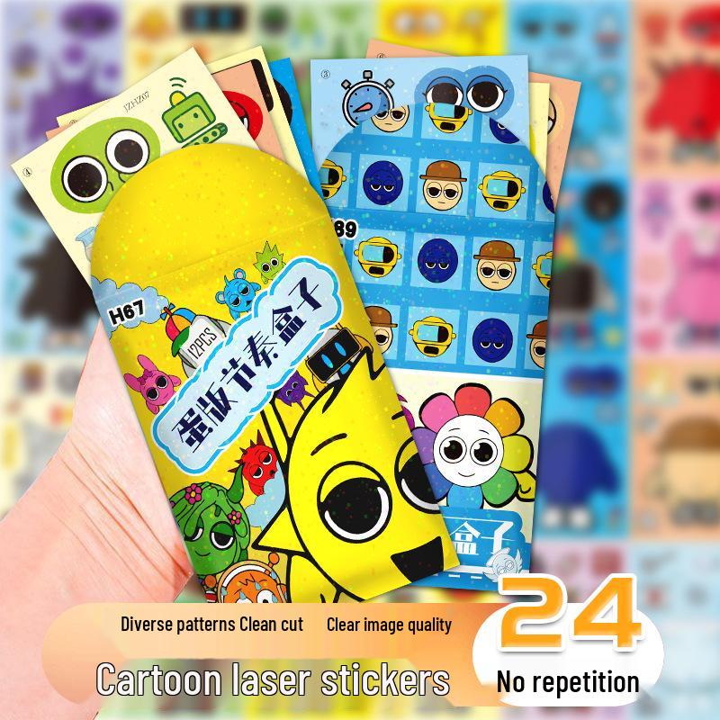 Hot Sale Cartoon Laser Film Rhythm Stickers for Kids' DIY Dress-up Fun
