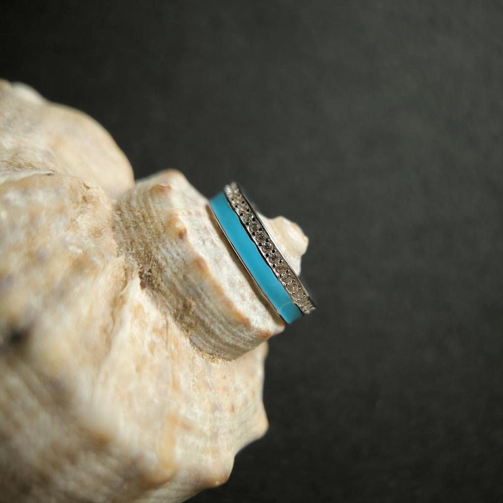 Silver Ring with Cubic Zirconia, Enamel, Product Weight 2.57 G (60002232)