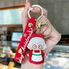 Cute Cartoon Christmas Snowman Rubber Keychain - Soft Pendant for Keys or Bags