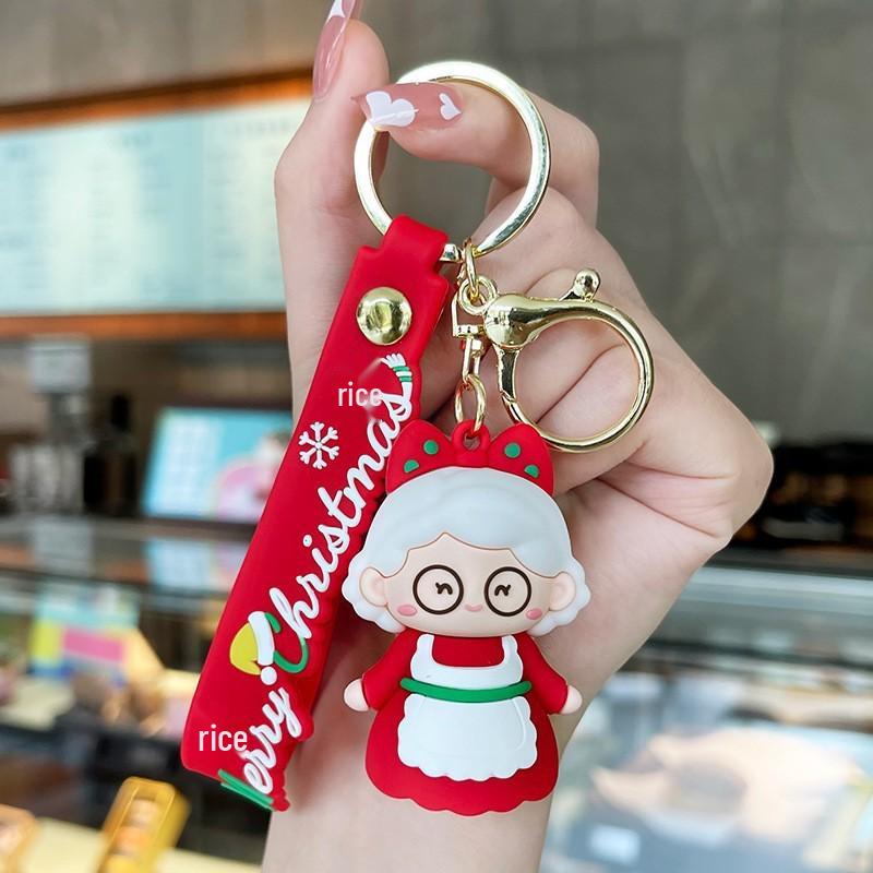 Cute Cartoon Christmas Snowman Rubber Keychain - Soft Pendant for Keys or Bags