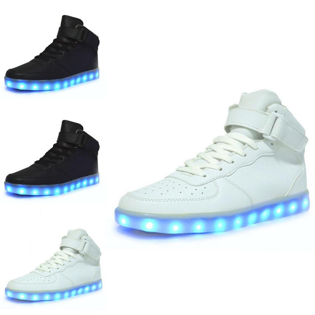 Led Men Couples Women High Light Up Trainer Lace Up Flat Shoes Luminous Sneakers