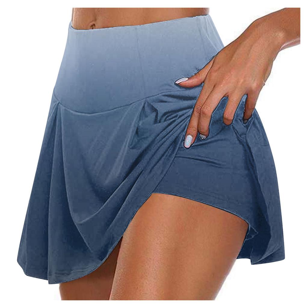 Women's Athletic Stretchy Pleated Tennis Skirts Run Yoga Inner Shorts Elastic Sports Golf Skorts