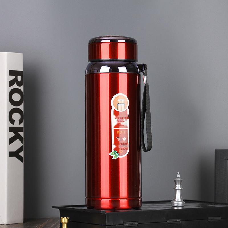 Бутылка для воды спортивная из нержавеющей стали 316 с тросом для переноски - термос большой емкости