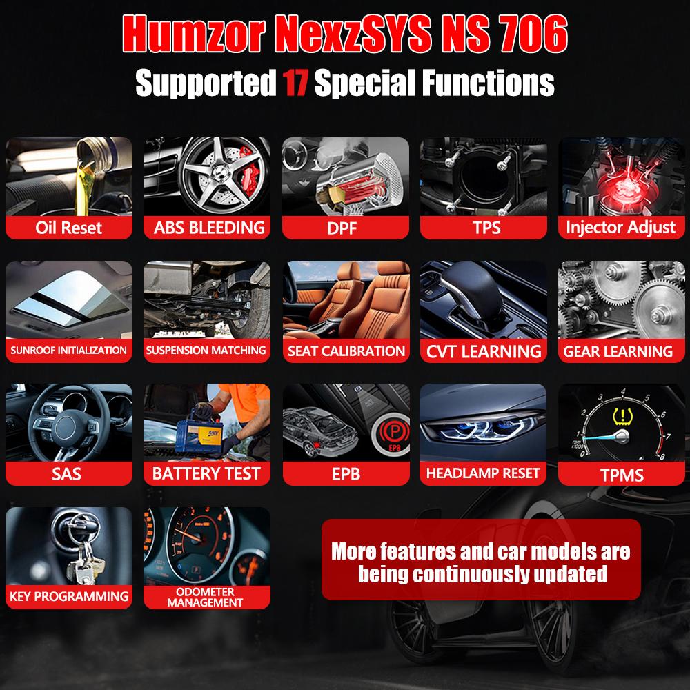 Humzor NexzSYS NS 706 ns706 OBD2 сканер автомобильный диагностический ПК полная система 17 сервисы сброса ECU Key Programmer Tools pk Thinkdiag