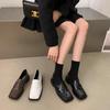 Лоферы на толстом каблуке с квадратным носком, весенне-осенние туфли-одиночки, женская обувь 2025, новая весна, черные, в стиле ретро, в британском стиле, маленькие кожаные туфли