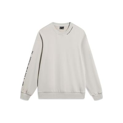 Li Ning Sports Lifestyle Series Letter Print Флисовый повседневный пуловер Толстовка унисекс Уиллоу-Грей AWDTB37-1