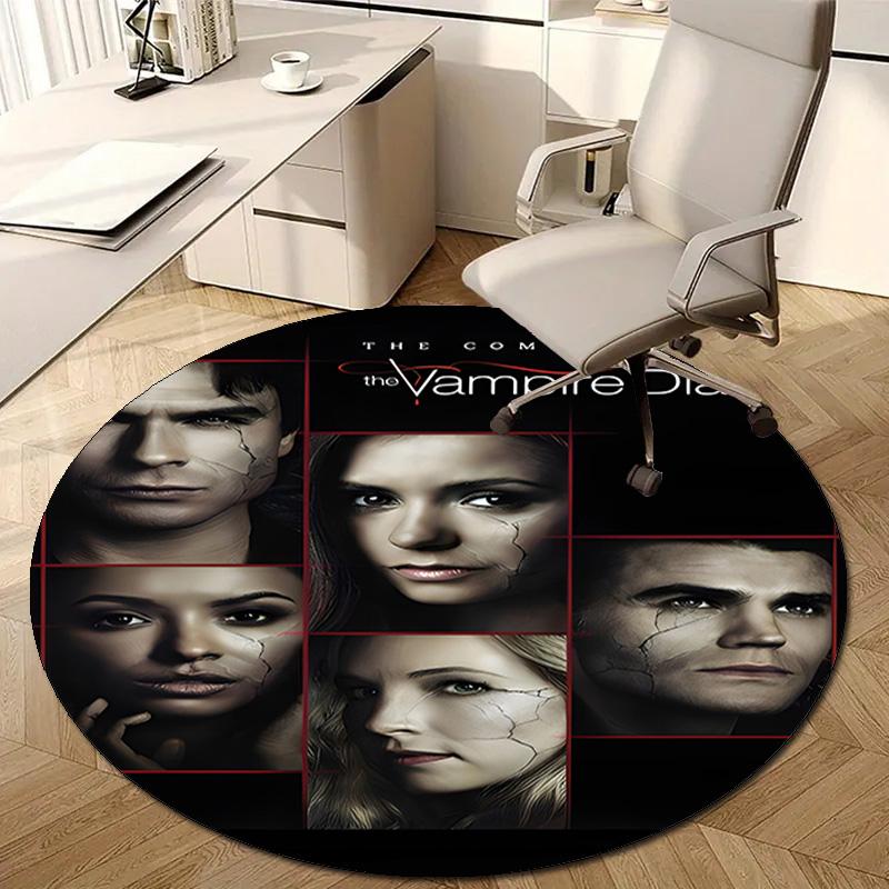 1pc The Vampire Diaries2 Design Printed Area Round Carpet for Bedroom Living Room Home Decor Rugs Mat Non Slip Mat Rug for Bedside