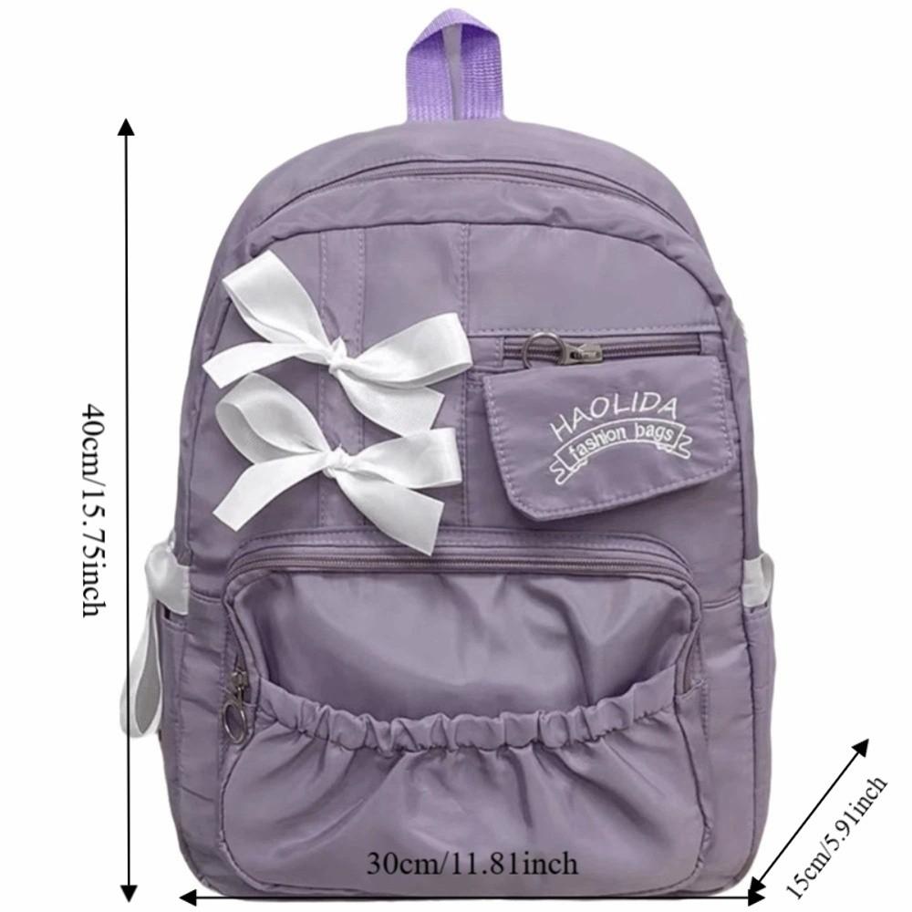 College Style Bow Backpack Large Capacity Canvas Shoulders Bag Cute Students School Bag School