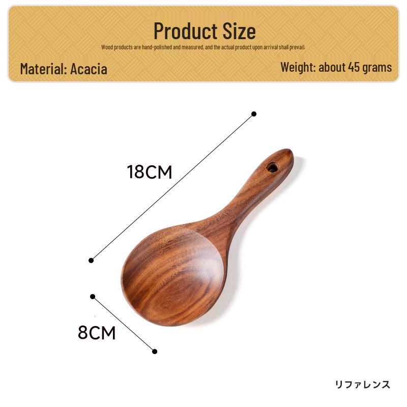 Набор кухонной утвари из тикового и акациевого дерева: Лопатка с длинной ручкой и большая суповая ложка
