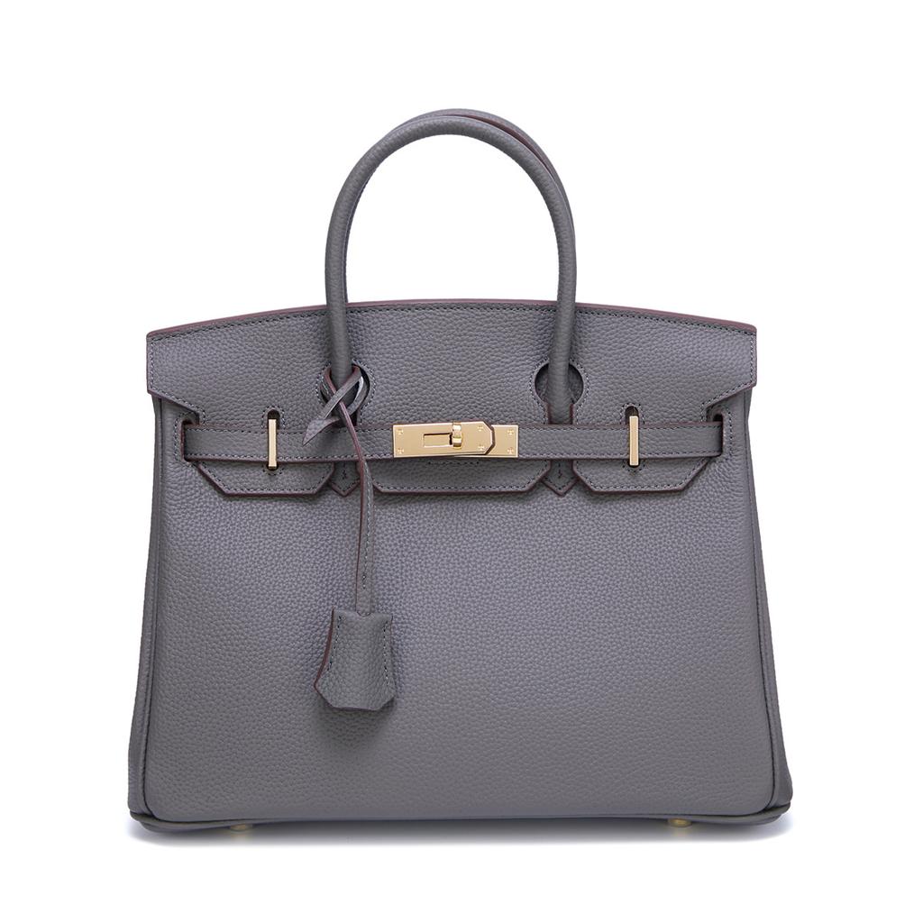 Женская сумка из кожи коровы Togo с мелким зерном, с золотой пряжкой и платиновым носком