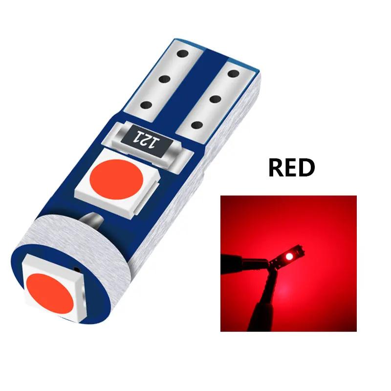 10 шт. T5 LED W3W 3SMD 3030 Клиновидная лампа-индикатор предупреждения на приборной панели, лампочки для приборов CANbus, внутреннее освещение автомобиля