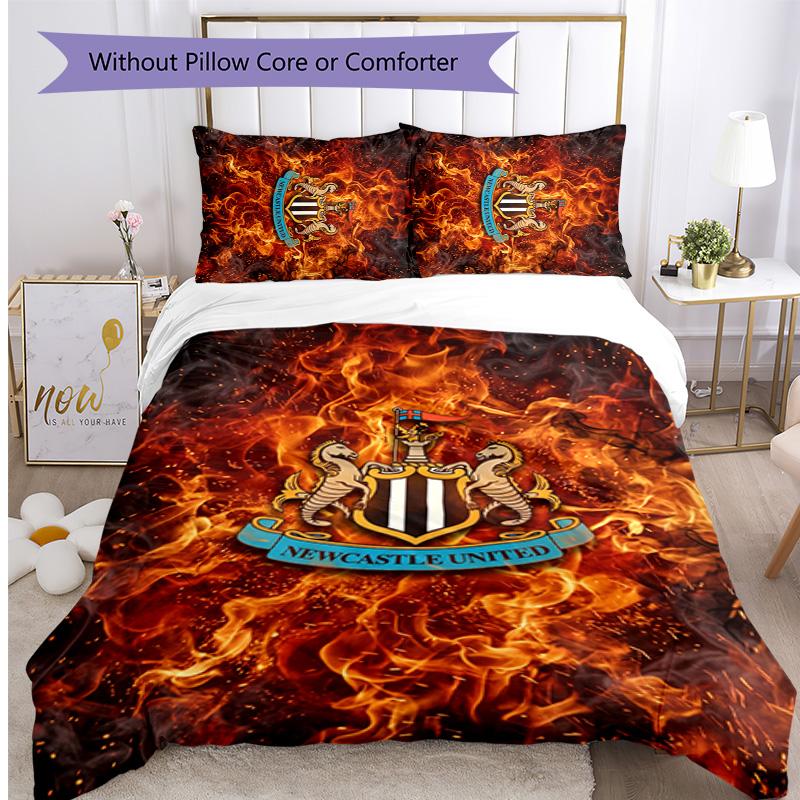 Newcastle United Football Printed 3 Pieces Bedding Set, Comfortable Skin Friendly Bedroom Duvet Cover Set