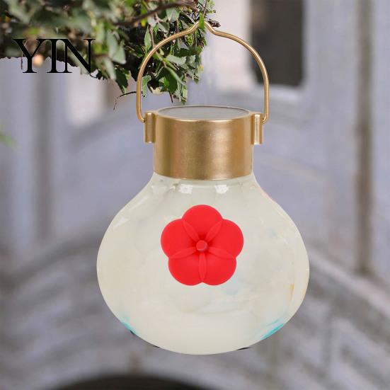 Elastic Hummingbird Feeder Nozzle 4PCS Replacement Parts, Simulated Red Flowers Shape, Universal Tool-free Repair Fit Silicone Waterproof Bird
