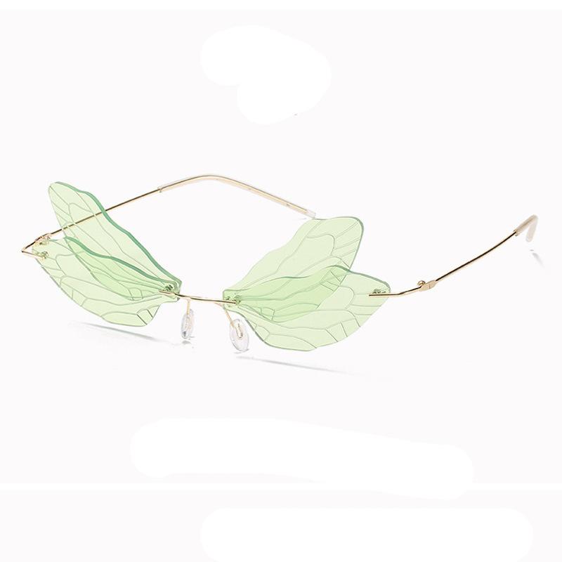 New European and American style sunglasses fashion dragonfly wings rimless sunglasses sunglasses Party sunglasses
