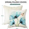 Flower Decorative Throw Pillow Covers 18x18 Inch Watercolor Floral Farmhouse Cushion Cover 4 Pcs Pink Yellow Purple Blue Tulip Pillow Case for Couch
