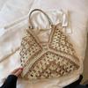 Commuter Large-capacity Straw Shoulder Bag Women's  New Popular Knitted Hollow Handbag Fashion Shoulder Bucket Bag