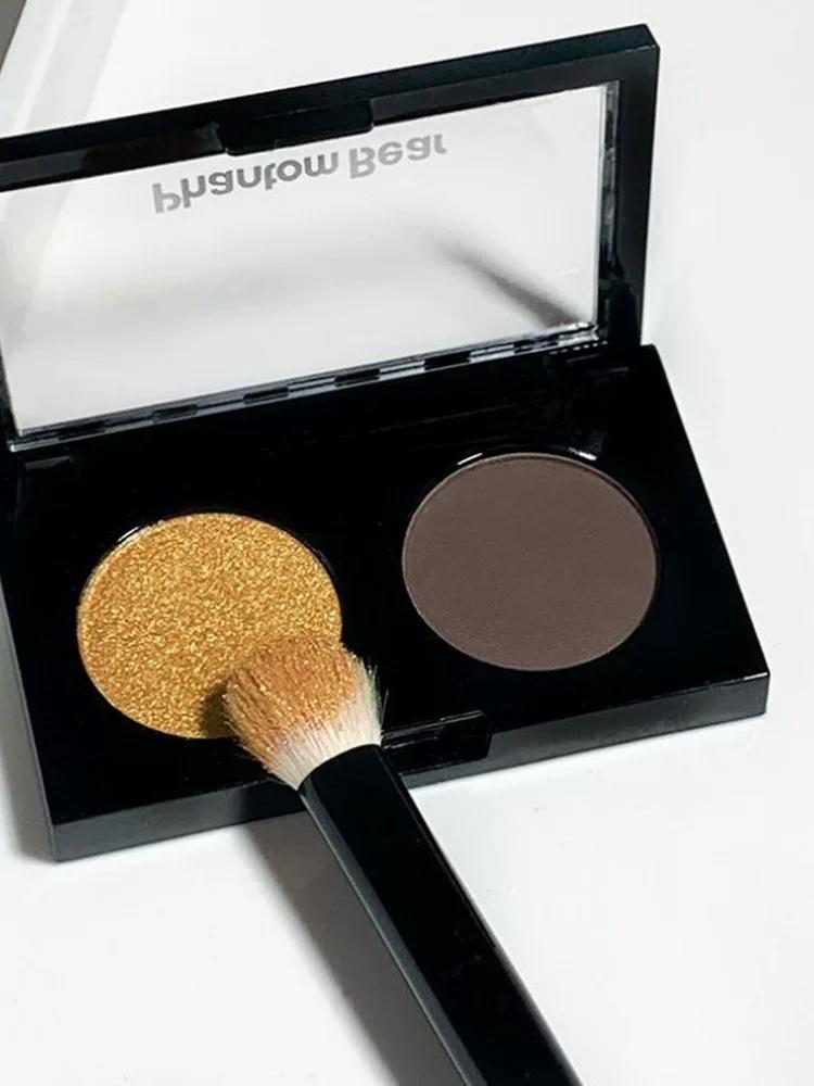 Noble Gas Golden Brown Small Smoke ~ Two-Color Eye Shadow Plate Black Golden Brown Pearl Shiny Crystal Eye Shadow Plate 2025 New Arrival