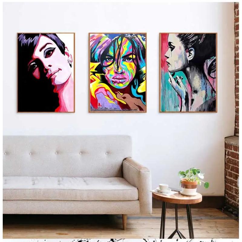 for Living room Home Decor no frame Wall Art Pictures Colorful Charming Girl Canvas Painting Prints Decoration