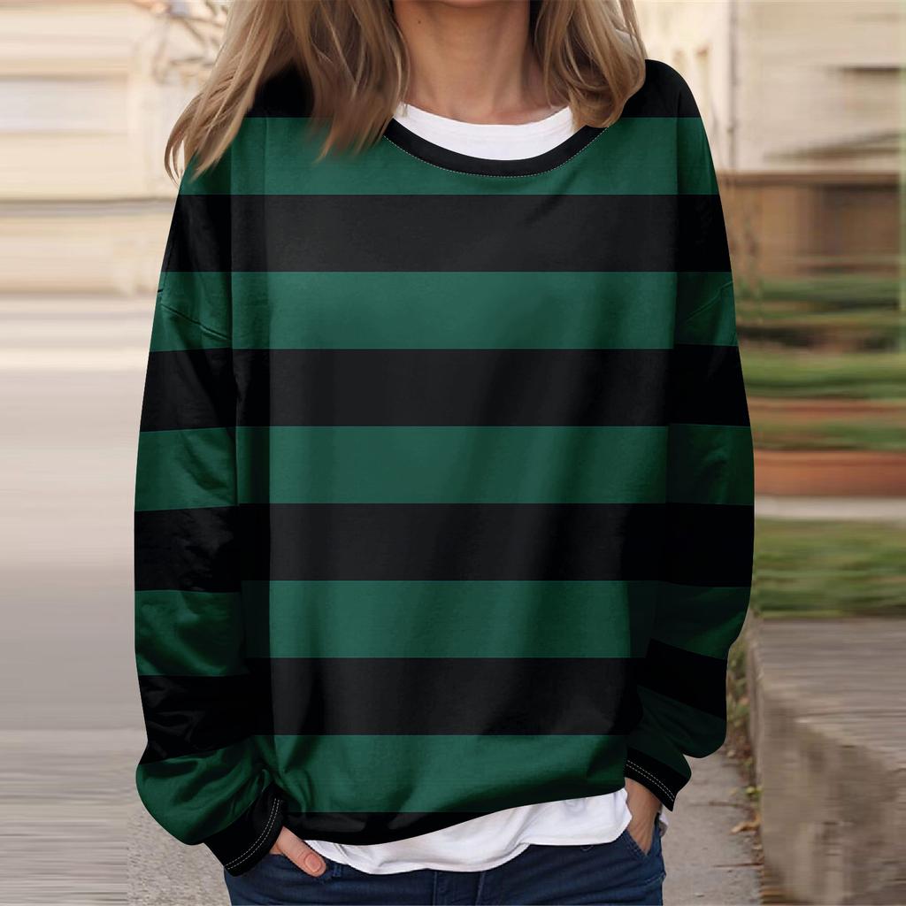 Женская повседневная модная винтажная печатная толстовка с длинным рукавом и круглым вырезом, многослойный пуловер