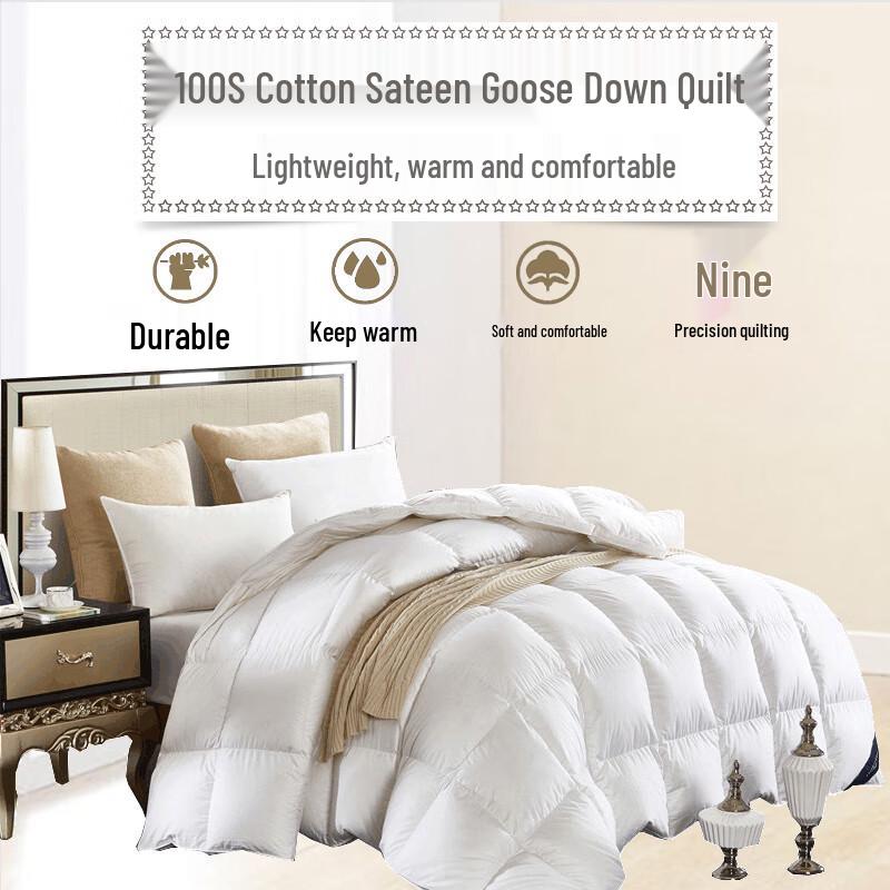 Yiyiai 95% White Goose Down Cotton Sateen Duvet