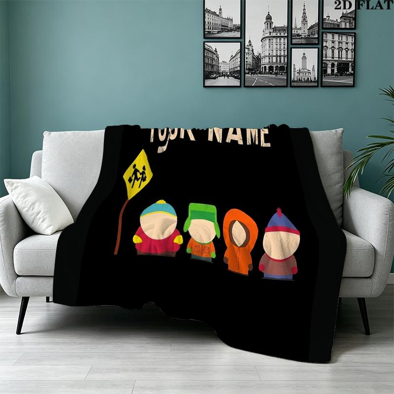 Custom Name,South Park Printed Flannel Blanket, soft throw for bedroom sofa, washable, Christmas present, great gift.