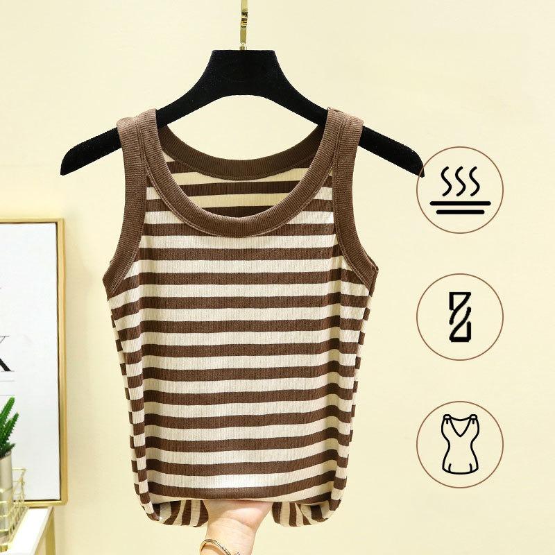 Повседневные женские облегающие майки с тонкими бретелями, модные майки без рукавов, свободные летние майки с круглым вырезом, полосатые майки