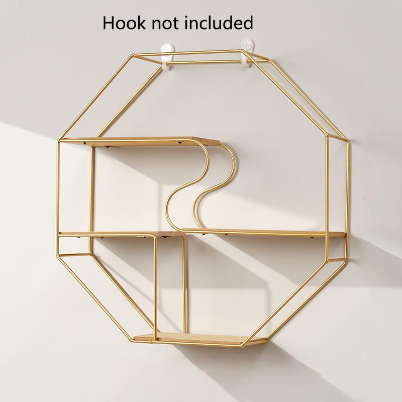 1 шт. эллиптические/восьмиугольные вазы и цветочные горшки, металлическая настенная витрина, декоративная полка в стиле ретро для гостиной, офиса и ресторана.