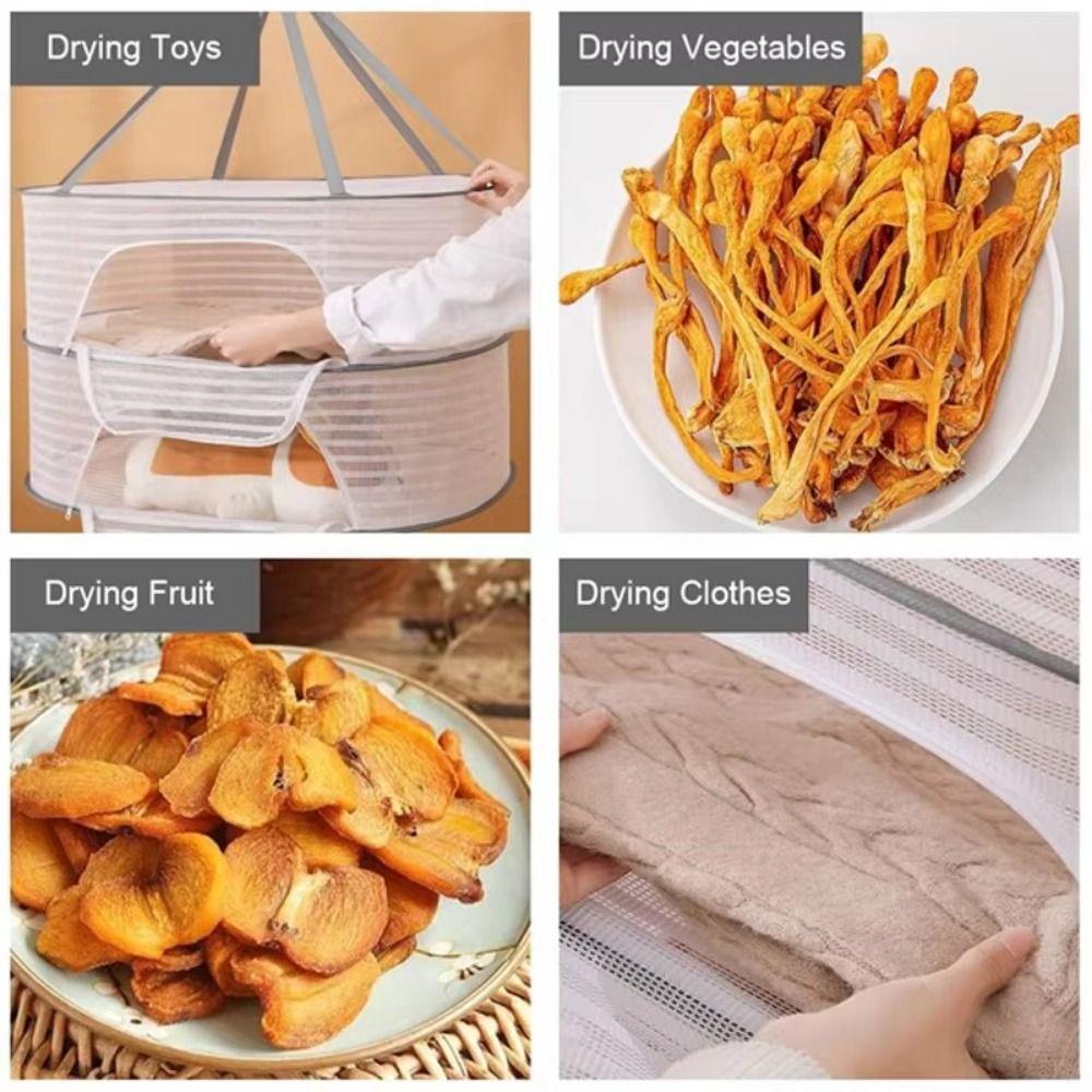 Foldable Dried Vegetable Net Portable Multi-layer Drying Net Clothes Hanging Dryer Food Drying