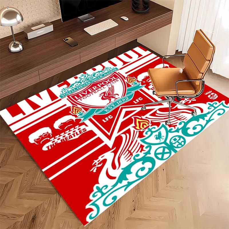 1pc Liverpool FC logo Print Area Rug - Soft, Washable Non-Slip Indoor Mat, Living Room, Home Office Decorative Rug,Office Decorative