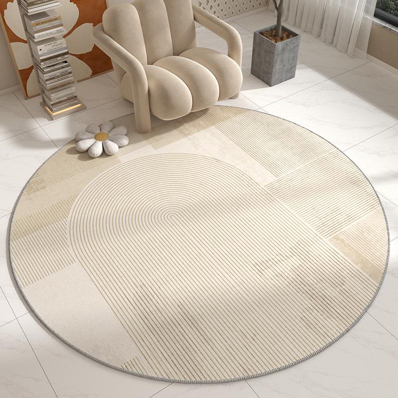 Morandi Gradient Overlapping Circle Round Carpet Anti Slip Thin Circular Rug Reading Nook Bedroom Decor