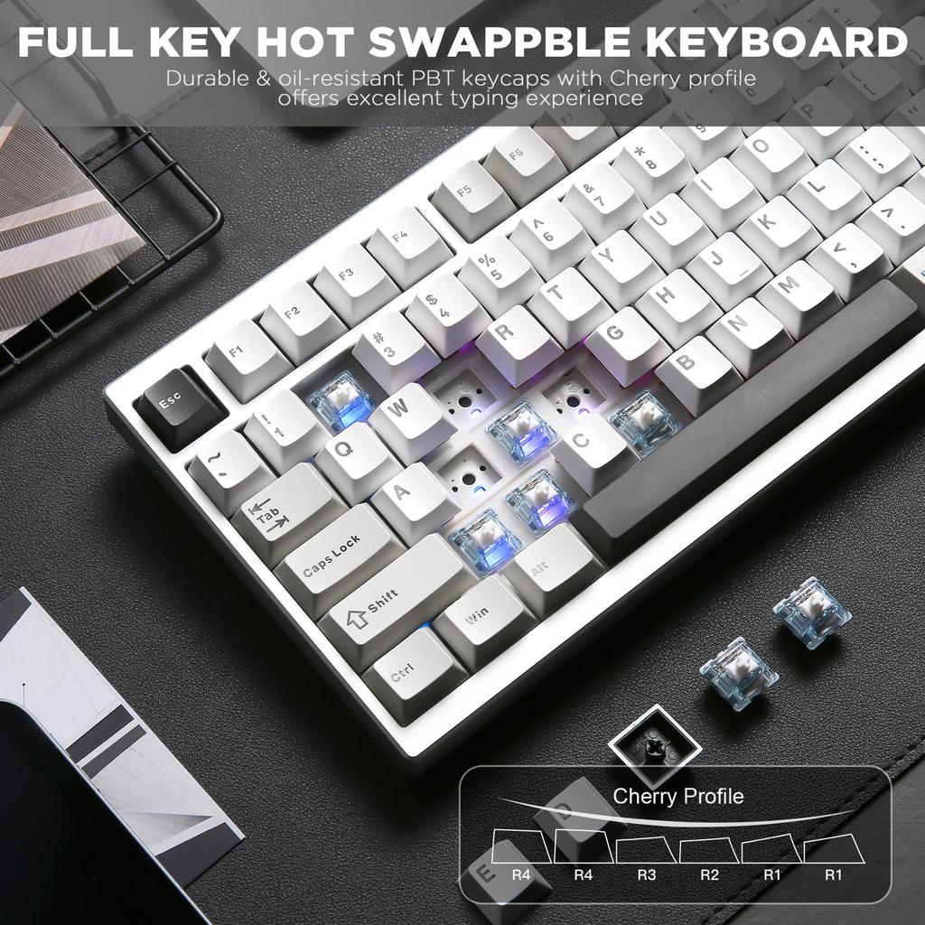 YUNZII AL80 Mechanical Wireless Gaming Full Aluminum CNC LCD Gasket with Technical Standards Approved Zero Linear Keyboard, Keyboard, 75% Layout,