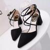 Fashion Summer 2024 Pumps for Office Work Sandals Women Chunky Footwear Heeled High Heels Black Pointed Toe Ladies Shoes Block Heel