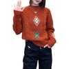 Autumn and Winter New Retro Rhombus Inlaid Contrasting Jacquard Sweater New Christmas Atmosphere Knitted Crew Neck Top