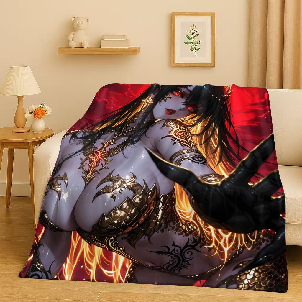 26 Style Gothic Dark Sexy Girls Cartoon Anime Characters Flannel Blanket,Soft Plush Throw for Home Bedroom Bed Sofa Cover Trave