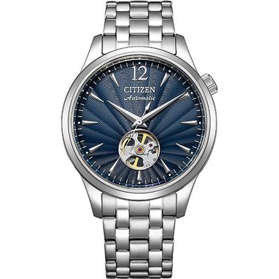 Мужская NH9131-73L ( Часы CITIZEN COLLECTION Механические Open Heart) Круглые часы, серебро