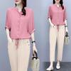 Women's 2024 Summer Korean-Style Linen Suit: Fashionable Loose Slimming Two-Piece Set