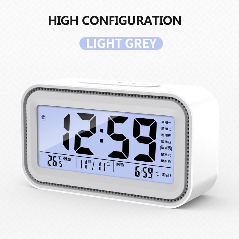 Цифровой электронный будильник, термометр-календарь, бесшумные настольные часы, функция сна, офисная светодиодная подсветка, письменный стол