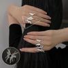 Korean S925 Silver-Plated Three-Layer Retro Hip-Hop Stacking Ring for Women