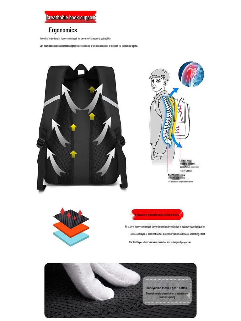 Waterproof Large Capacity Schoolbag for Primary, Junior High, and High School Students